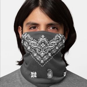 Gray Paisley Bandana Rag Face Wrap Neck Gaiter
